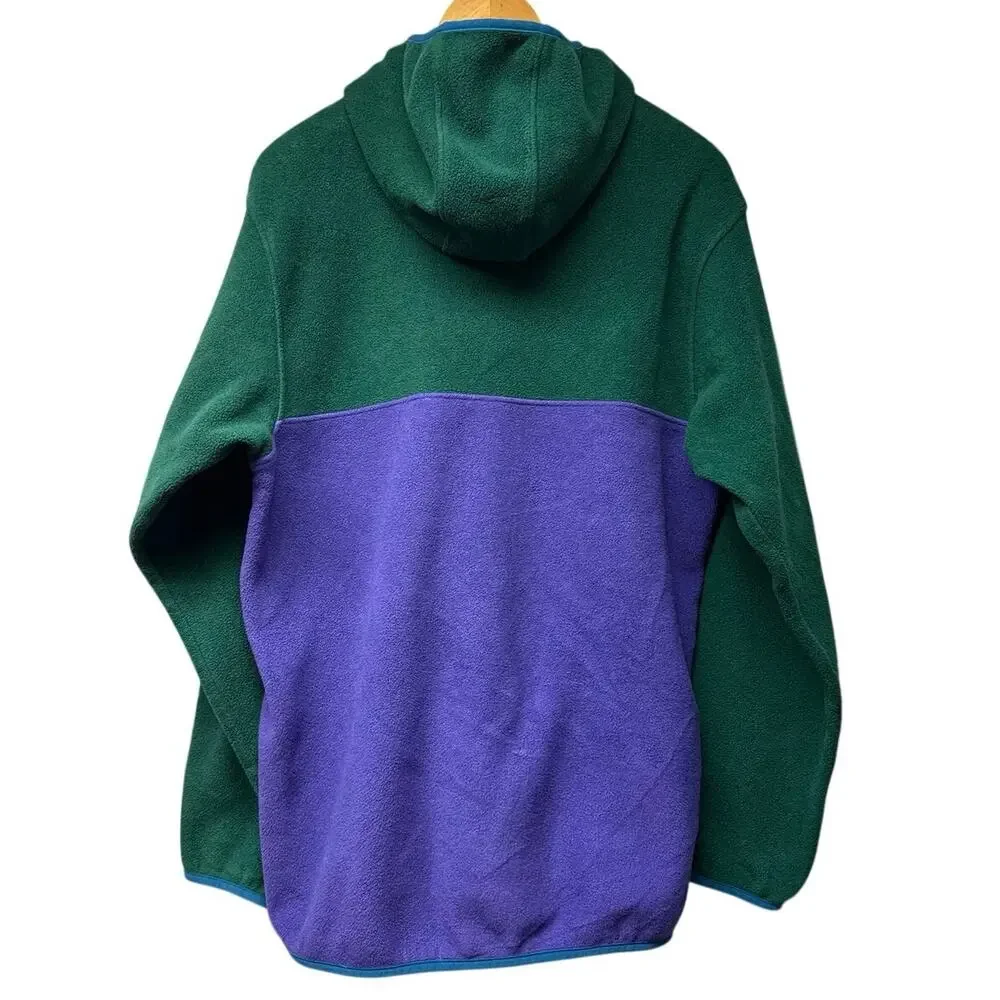 Patagonia Men’s Size Large Synchilla Snap-T Hoodie Green Purple Blue Fleece Gorp